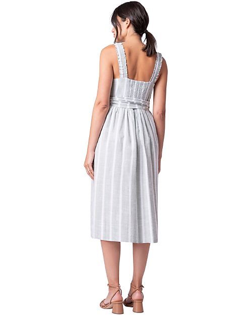 Seraphine Abito Premaman e Allattamento - Aaliyah - Verde Salvia - 100% Cotone - Apertura a Incrocio sul Seno Vestiti_