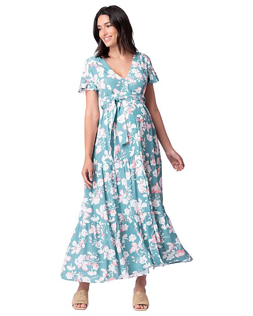 Seraphine Abito Premaman e Allattamento - Avia - Verde Salvia Floreale - 100% Viscosa Vestiti_