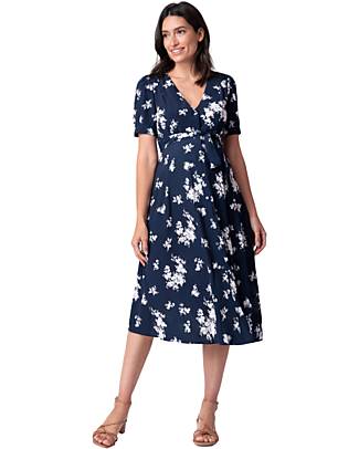 Seraphine Abito Premaman e Allattamento - Lisanne - Blu Navy Floreale - 100% Viscosa Vestiti_