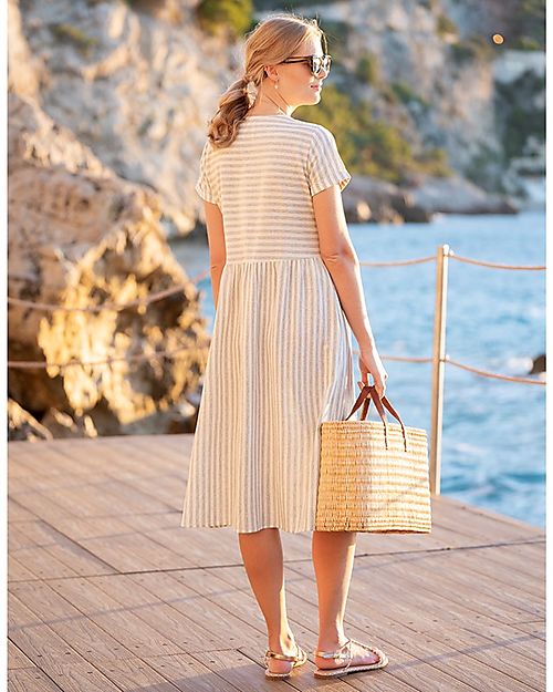 Seraphine Abito Premaman e Allattamento - Padma - Cotone e Lino - Verde Salvia Vestiti_