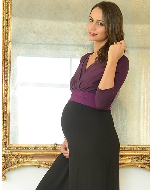 Seraphine Adelaide - Abito Elegante Premaman e Allttamento - Prugna e Nero Vestiti_
