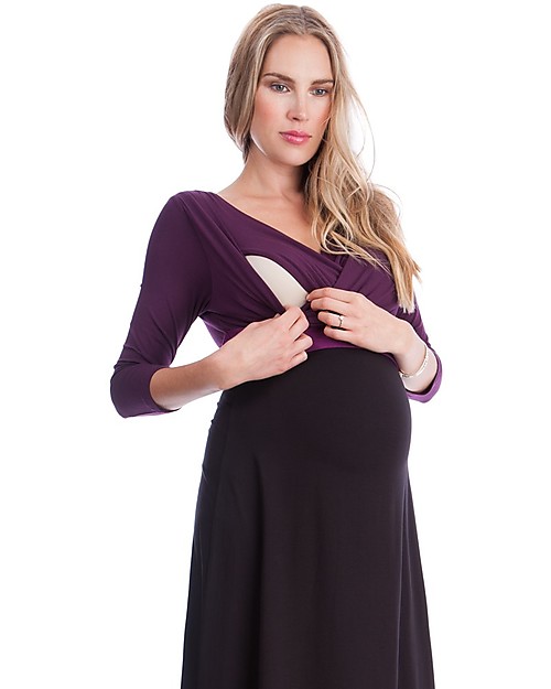 Seraphine Adelaide - Abito Elegante Premaman e Allttamento - Prugna e Nero Vestiti_