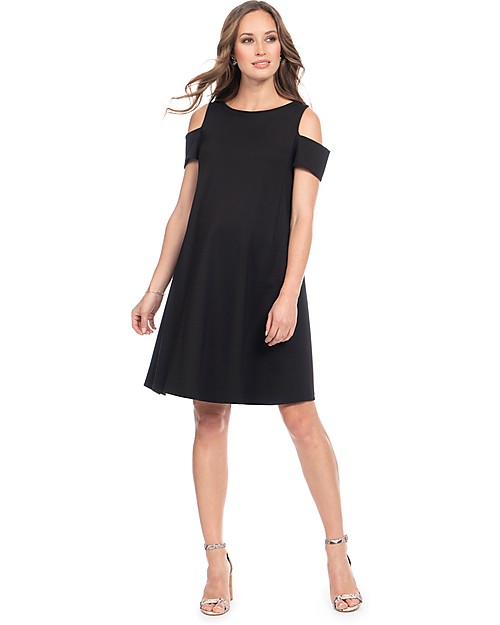 Seraphine Bluebell, Abito Elegante Premaman e Allattamento con Spalle Scoperte - Nero Vestiti_