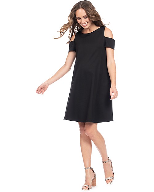 Seraphine Bluebell, Abito Elegante Premaman e Allattamento con Spalle Scoperte - Nero Vestiti_