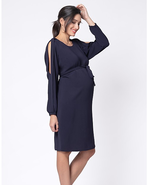 Seraphine Brielle, Abito Elegante Premaman e Allattamento con Spalle Scoperte - Blu Navy Vestiti_