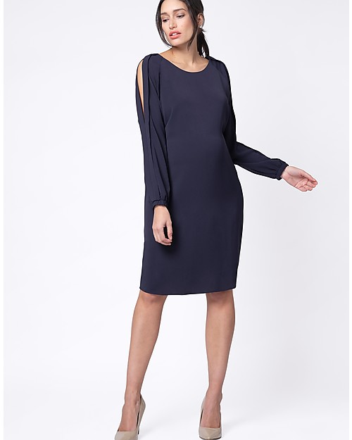 Seraphine Brielle, Abito Elegante Premaman e Allattamento con Spalle Scoperte - Blu Navy Vestiti_