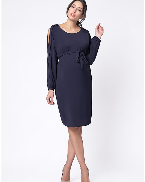 Seraphine Brielle, Abito Elegante Premaman e Allattamento con Spalle Scoperte - Blu Navy Vestiti_
