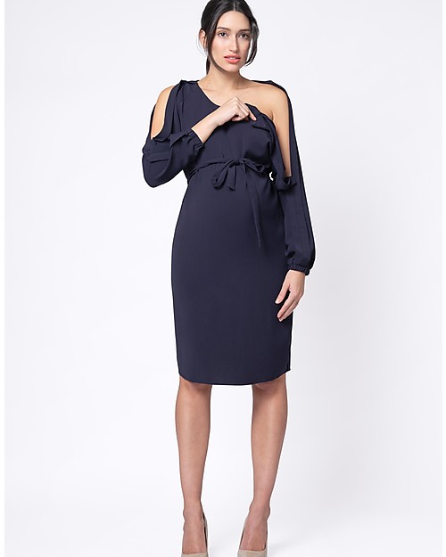 Seraphine Brielle, Abito Elegante Premaman e Allattamento con Spalle Scoperte - Blu Navy Vestiti_