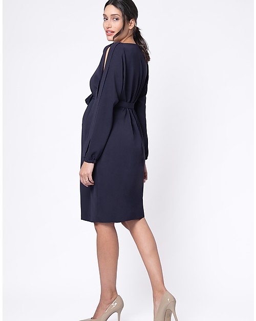 Seraphine Brielle, Abito Elegante Premaman e Allattamento con Spalle Scoperte - Blu Navy Vestiti_