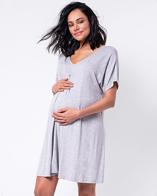 Seraphine Camicia da Notte Premaman e Allattamento Jaya - Grigio Melange Vestaglie