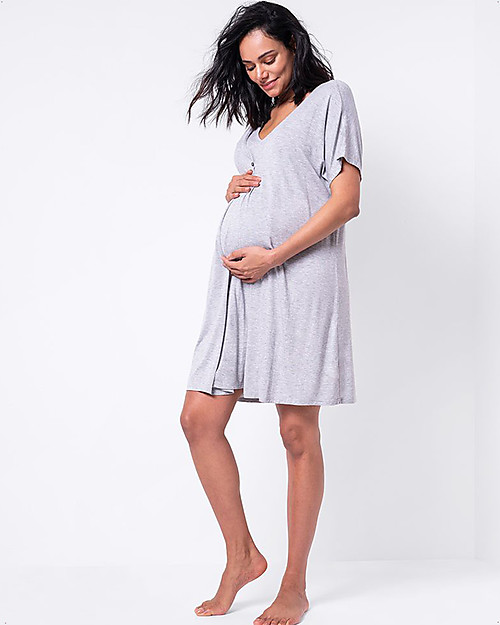 Seraphine Camicia da Notte Premaman e Allattamento Jaya - Grigio Melange Vestaglie