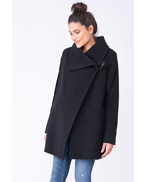 Seraphine Cappotto Premaman Clarence Misto Lana e Cashmere, Nero Cappotti