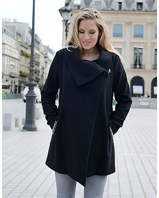 Seraphine Cappotto Premaman Clarence Misto Lana e Cashmere, Nero Cappotti