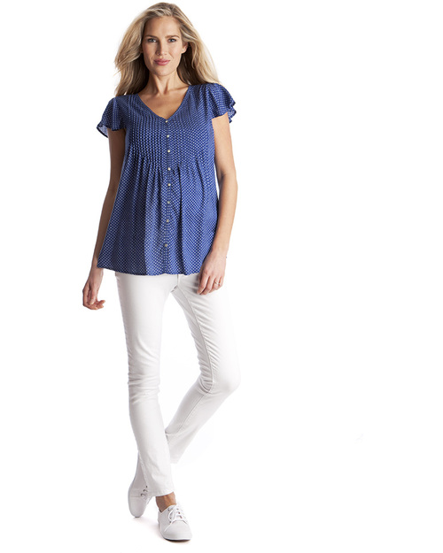 Seraphine Claudia Dot - Camicia Premaman - Blu a Pois Bianchi Camicie_
