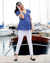 Seraphine Claudia Dot - Camicia Premaman - Blu a Pois Bianchi Camicie_