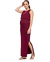 Seraphine Dominique Abito Lungo Premaman e Allattamento con Dettaglio Asimmetrico - Rosso Burgundy Vestiti_