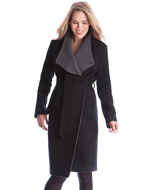 Seraphine Donatella, Cappotto Elegante Premaman (e dopo) in Lana e Cashmere, Nero Antracite Cappotti