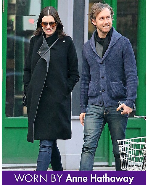 Seraphine Donatella, Cappotto Elegante Premaman (e dopo) in Lana e Cashmere, Nero Antracite Cappotti