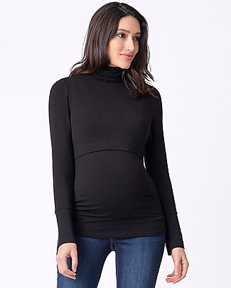 Seraphine Ember, Top Dolcevita Premaman e Allattamento, Nero - Bambù Maglie Manica Lunga
