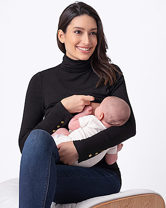 Seraphine Ember, Top Dolcevita Premaman e Allattamento, Nero - Bambù Top