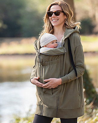 Seraphine Felpa con Cappuccio 3in1 Kristen - Kaki - per Gravidanza Allattamento e Babywearing Felpe