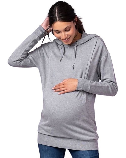 Seraphine Felpa Premaman e Allattamento Pernella con Cappuccio - Grigio Felpe