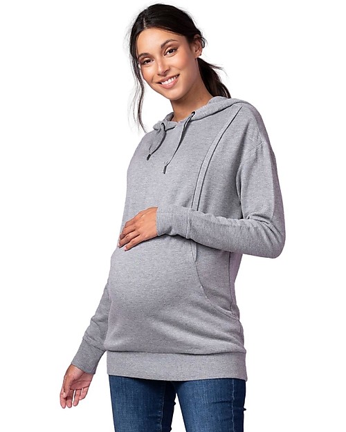 Seraphine Felpa Premaman e Allattamento Pernella con Cappuccio - Grigio Felpe