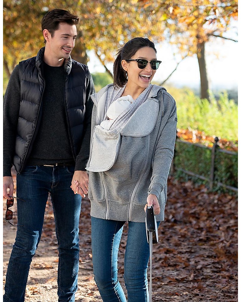 Seraphine Felpa Premaman e Copri Porta bèbè 3-In-1 Connor con Cappuccio  Amovibile, Grigio donna