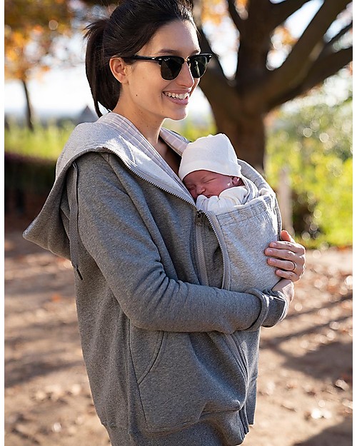 Seraphine Felpa Premaman e Copri Porta bèbè 3-In-1 Connor con Cappuccio Amovibile, Grigio Felpe