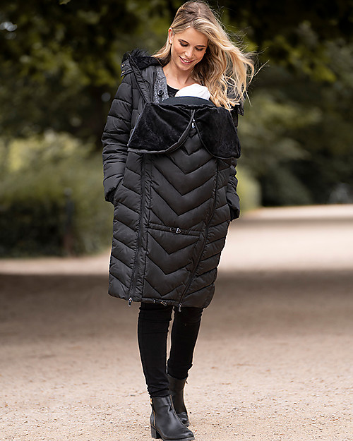 Seraphine Giacca Piumino Premaman e Copri Porta Bebè 3 in 1 Rocky - Nero - Fatta con materiale riciclato! Piumini