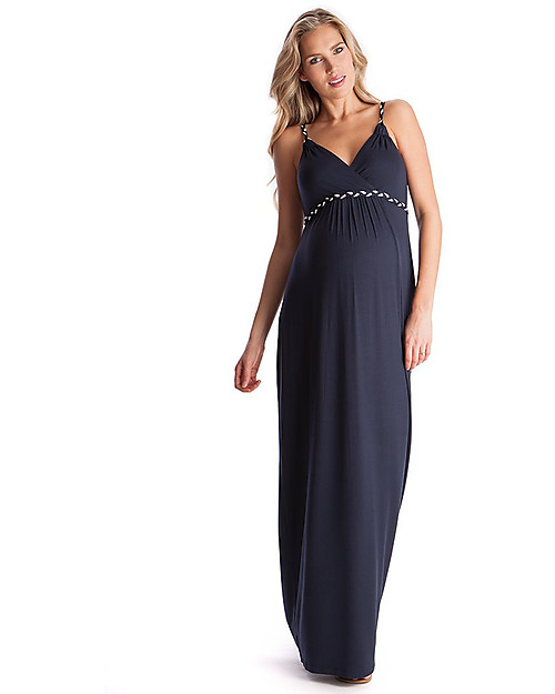 Seraphine Jemima, Abito Lungo Premaman con Dettagli Intrecciati - Blu Navy Vestiti_