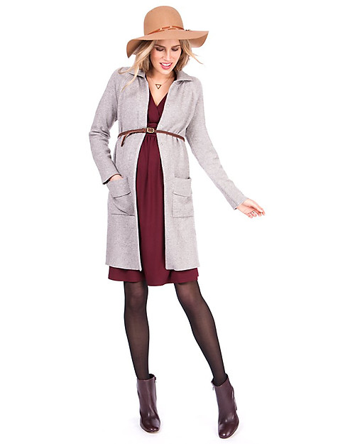 Seraphine Johanna Abito Invernale Premaman e Allattamento con Dettaglio Incrociato, Rosso Borgogna Vestiti_