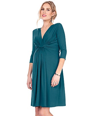 Seraphine Jolene - Abito elegante premaman con nodo maniche a ¾ - Verde Smeraldo Vestiti