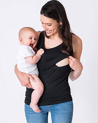 Seraphine Laina, Canottiera Premaman e Allattamento in Bambù, Nero - Morbidissima! Canotte