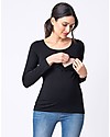 Seraphine Laina Maglia Premaman e Allattamento in Bambù - Nero Maglie Manica Lunga
