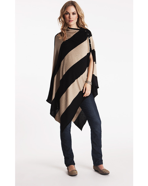 Seraphine Madison - Mantella da Allattamento A Righe -  Beige e Nero - Bambù + Lana (morbida e calda e dai mille usi!) Sciarpe