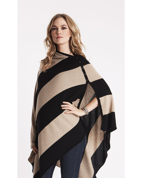 Seraphine Madison - Mantella da Allattamento A Righe -  Beige e Nero - Bambù + Lana (morbida e calda e dai mille usi!) Sciarpe