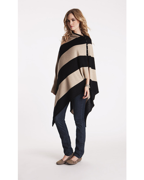 Seraphine Madison - Mantella da Allattamento A Righe -  Beige e Nero - Bambù + Lana (morbida e calda e dai mille usi!) Sciarpe