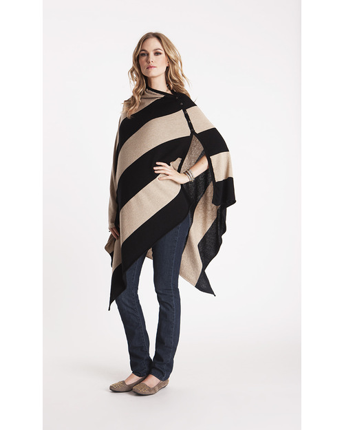 Seraphine Madison - Mantella da Allattamento A Righe -  Beige e Nero - Bambù + Lana (morbida e calda e dai mille usi!) Sciarpe