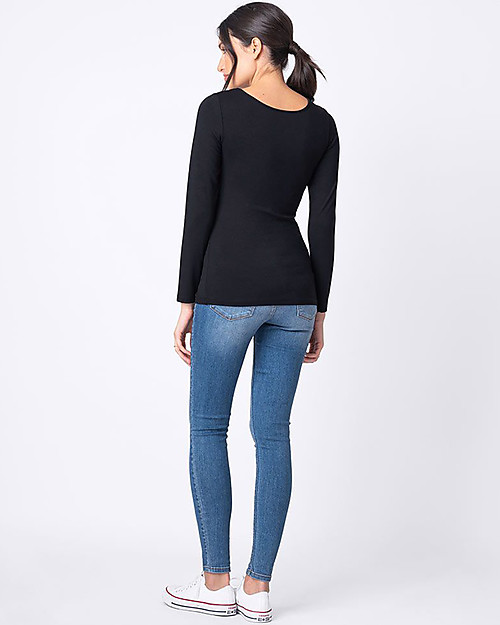 Seraphine Maglia Maniche Lunghe Premaman e Allattamento in Bambù Laina - Pacco da 2 - Bianco/nero Maglie Manica Lunga