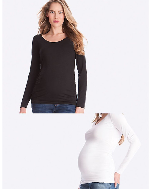 Seraphine Maglia Maniche Lunghe Premaman Julianne - Pacco da 2 - Bianco/nero Maglie Manica Lunga