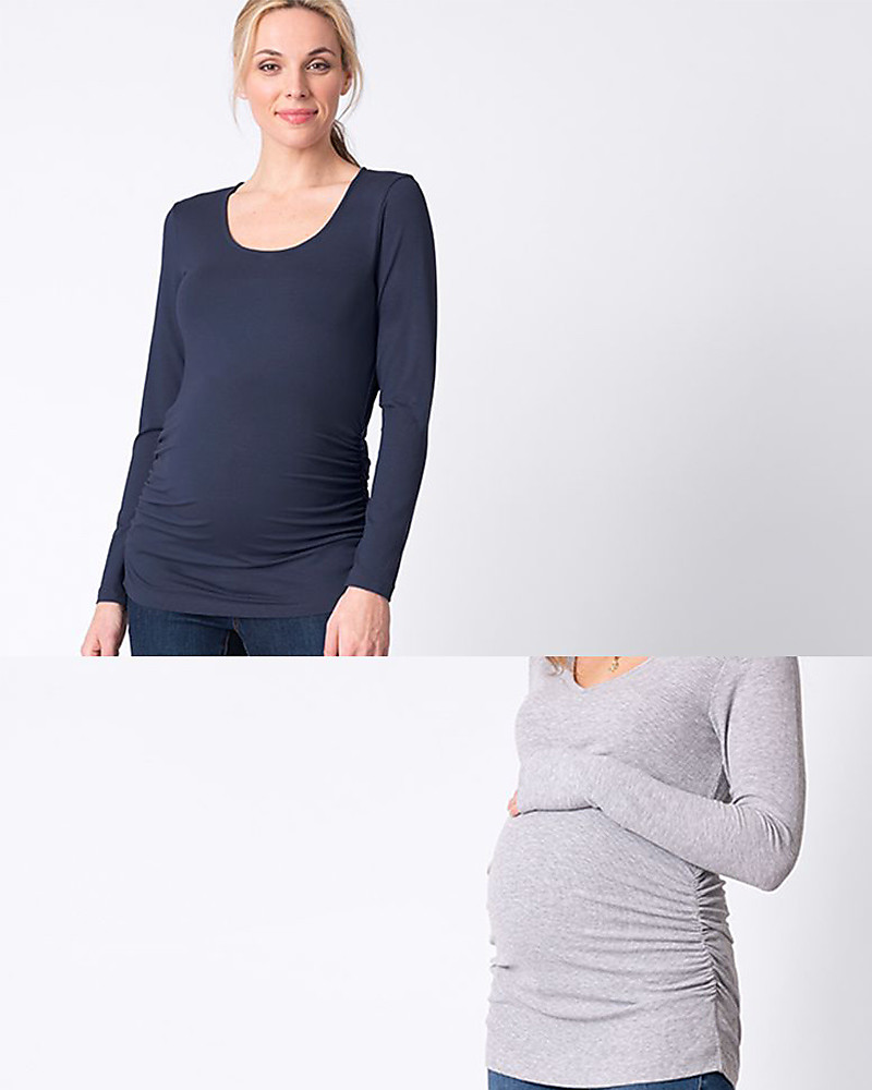 Seraphine Maglia Maniche Lunghe Premaman Julianne - Pacco da 2 -  Navy/Grigio donna