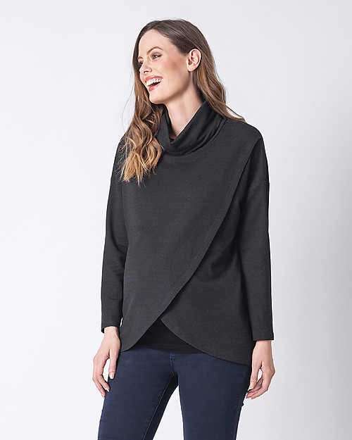 Seraphine Maglione Premaman e Allattamento Incrociato Frontalmente Alice, Nero Maglioni