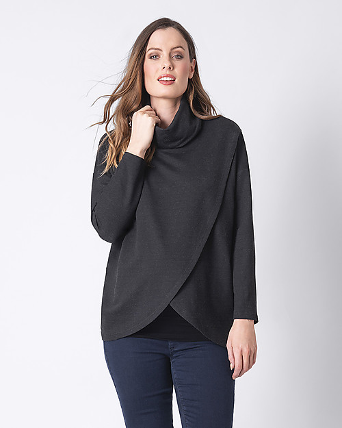 Seraphine Maglione Premaman e Allattamento Incrociato Frontalmente Alice, Nero Maglioni