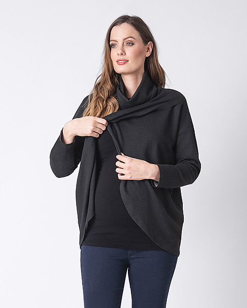 Seraphine Maglione Premaman e Allattamento Incrociato Frontalmente Alice, Nero Maglioni