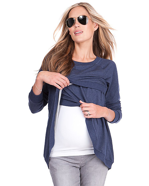 Seraphine Maglione Premaman e Allattamento Incrociato Frontalmente Sybil, Blu Maglioni