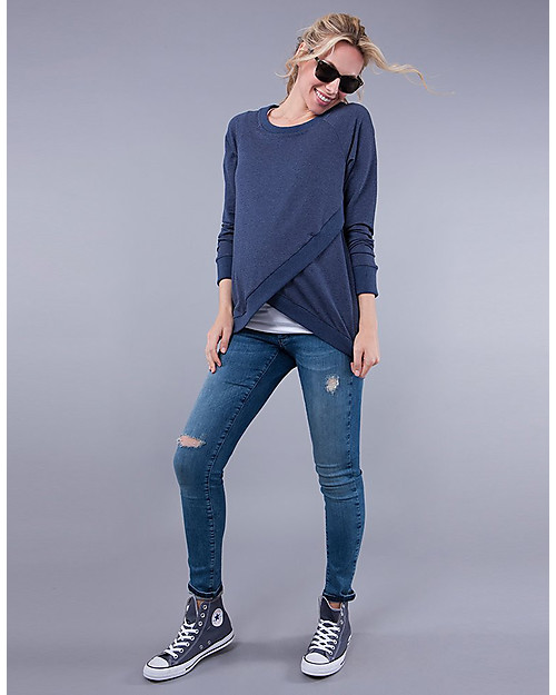 Seraphine Maglione Premaman e Allattamento Incrociato Frontalmente Sybil, Blu Maglioni