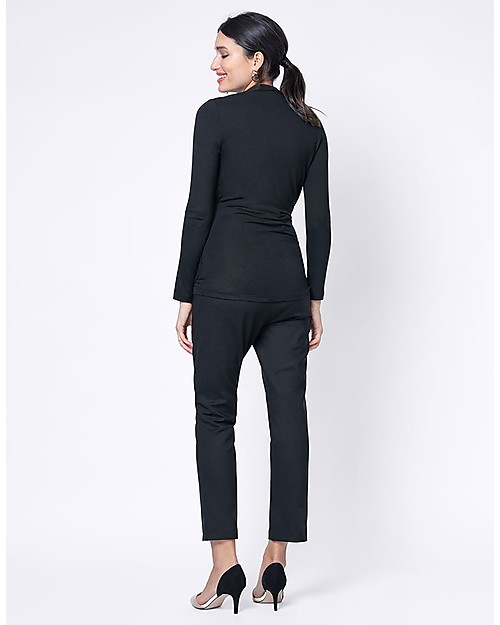 Seraphine Melanie, Top Premaman e Allattamento - Scollo a V Incrociato - Nero T-shirt
