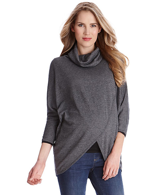 Seraphine Missy, Maglione Premaman e Allattamento Incrociato, Grigio - Fibra di bambù Cardigan