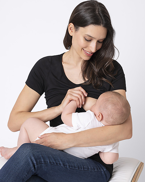 Seraphine Pacco da 2 T-Shirt Premaman e Allattamento in bambù Laina - Nero e Bianco T-shirt